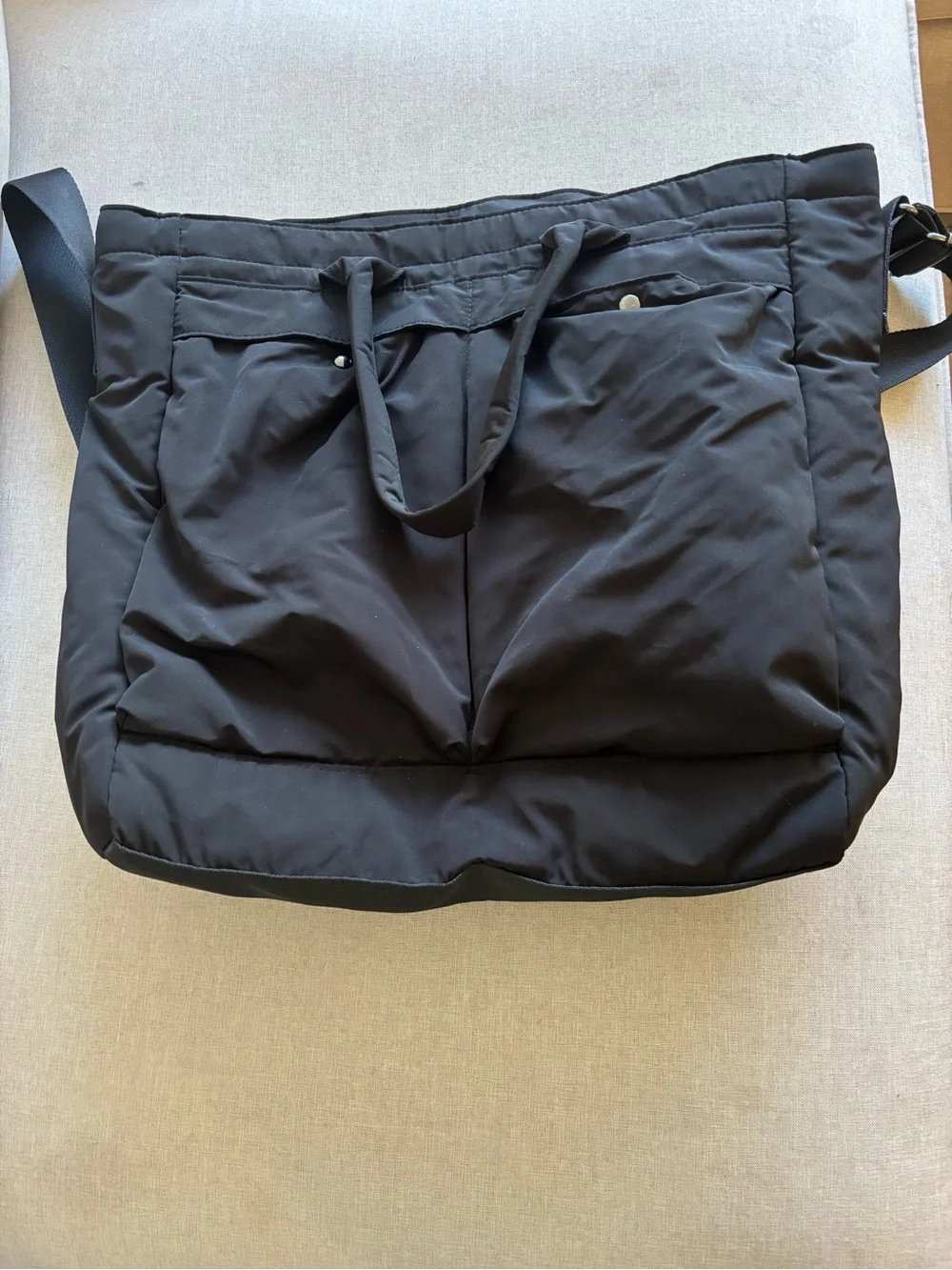 Uniqlo C Black Puffer Tote Bag with Crossbody Strap